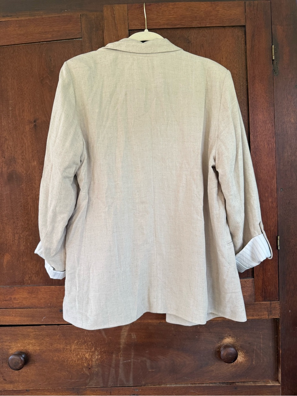 Simply Vera Women's Cream Linen Blend Open Blazer - Picture 4 of 4